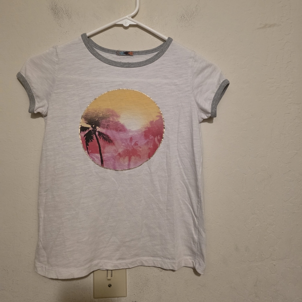 Exhilaration white sunset shirt short sleeve size medium